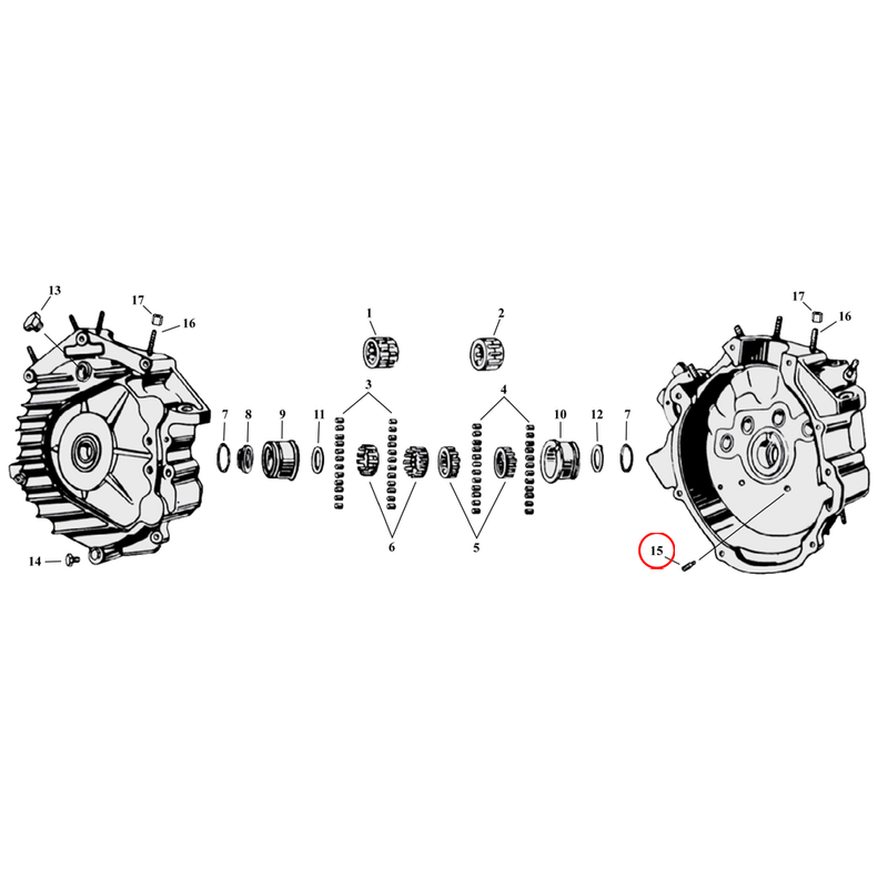 Crankcase Parts Diagram Exploded View for Harley 45" Flathead 15) 54-73 45" SV. Screw, right case bushing. Replaces OEM: 24608-54