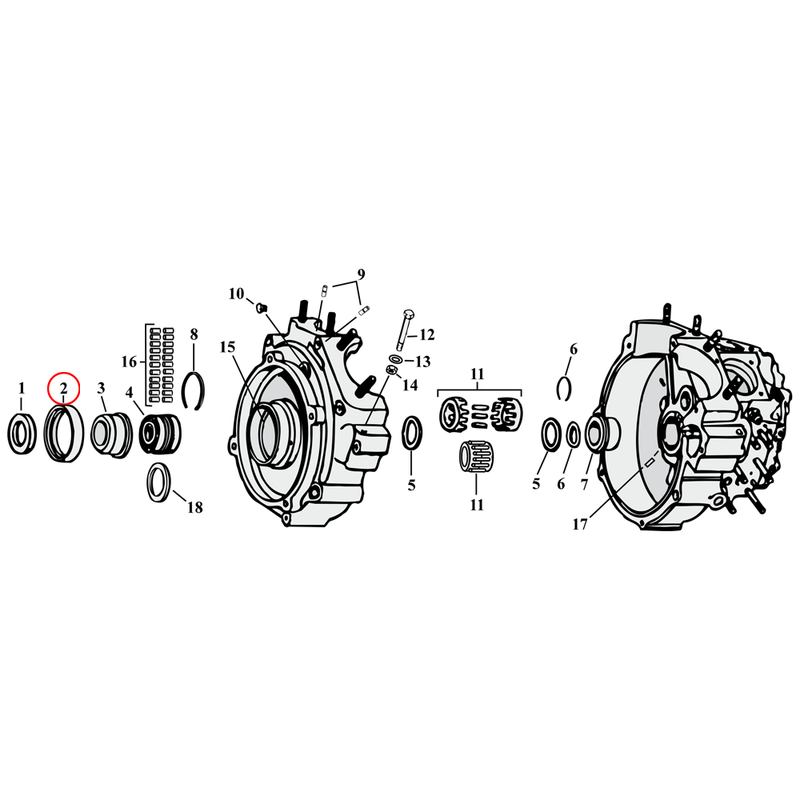 Crankcase Parts Diagram Exploded View for Harley Knuckle / Pan / Shovel / Evo 2) 55-68 Big Twin. Oil seal, screw type. Replaces OEM: 24031-55
