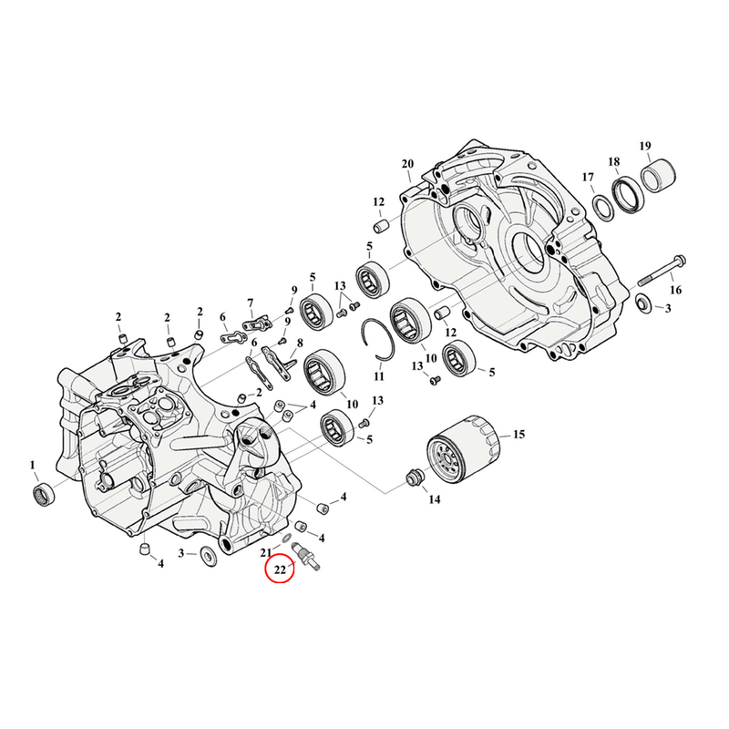 Crankcase Parts Diagram Exploded View for Harley Milwaukee Eight Softail 22) 18-23 M8 Softail. S&S, check valve oil pump pressure. Replaces OEM: 62700141