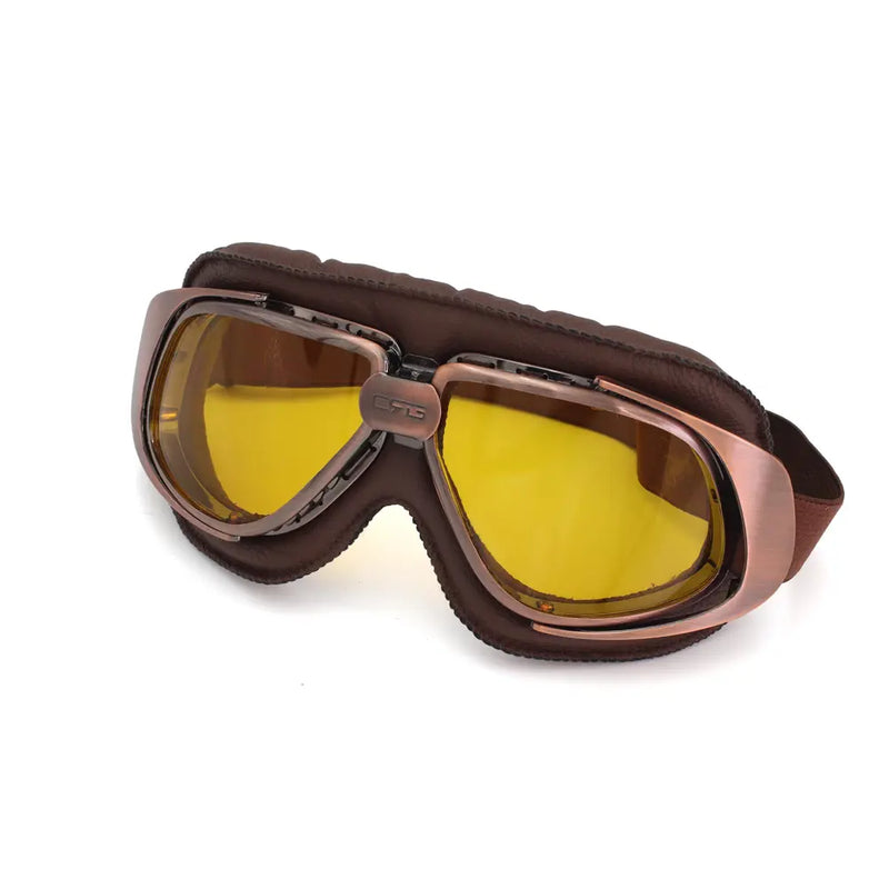 CRG Speed Classic Vintage Motorcycle Goggles Bronze / Yellow