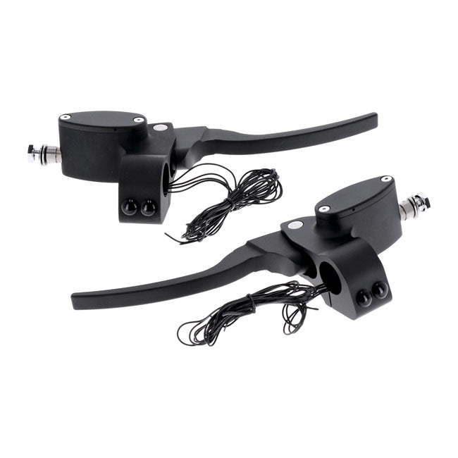 Custom Aluminum Motorcycle Control Kit With hydraulic clutch / 4 pre installed switches with wiring / Black