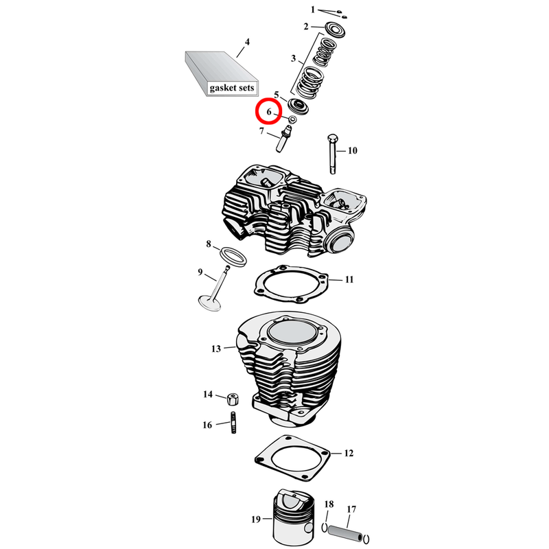 Cylinder Parts Diagram Exploded View for 57-85 Harley Sportster 6) 57-85 XL. Manley viton valve stem seals (set of 2 intake & 2 exhaust)