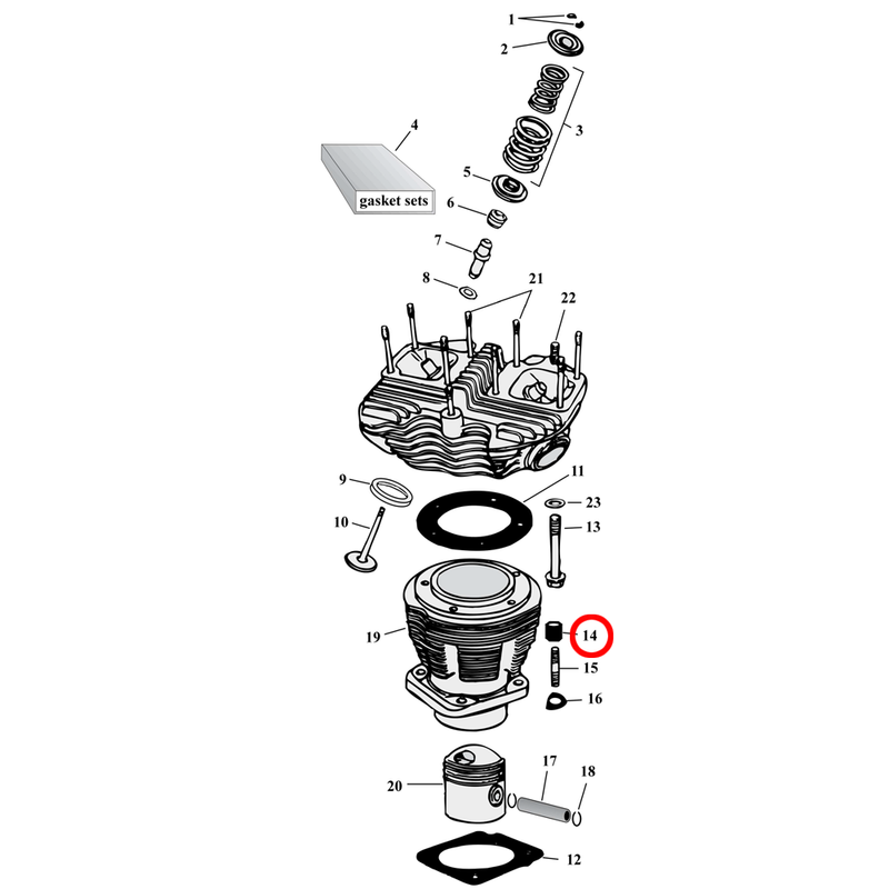 Cylinder Parts Diagram Exploded View for Harley Shovelhead 14) 66-84 Shovelhead. Colony high torque cylinder base nut kit, chrome. Replaces OEM: 16602-30
