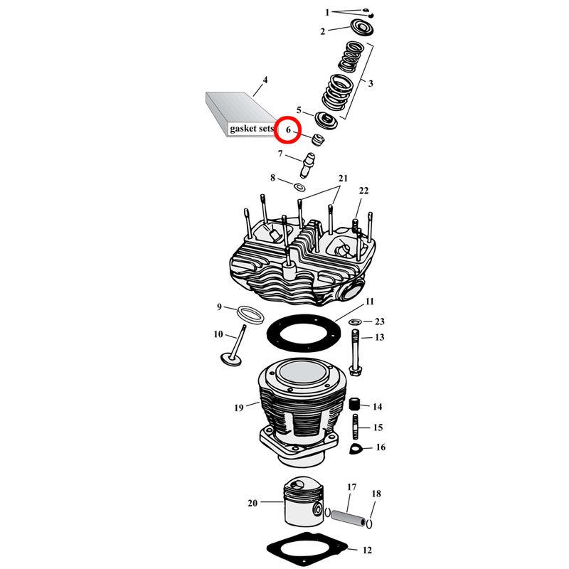 Cylinder Parts Diagram Exploded View for Harley Shovelhead