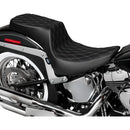 Drag Specialties Performance Predator 2-Up Seat for Harley 06-17 Softail Heritage / Deluxe / Double Diamond Black / Silver  - Customhoj