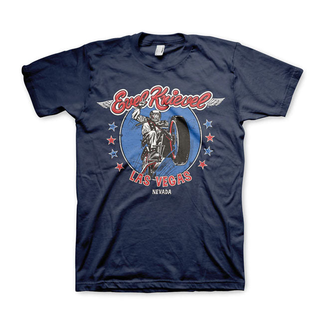 Evel Knievel T-shirt Navy / S Evel Knievel In Las Vegas T-Shirt Customhoj