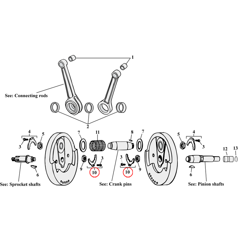 Flywheel Assembly Parts Diagram Exploded View for Harley Sportster 10) 52-E81 XL. Lock plate, sprocket / pinion shaft. Replaces OEM: 24015-36