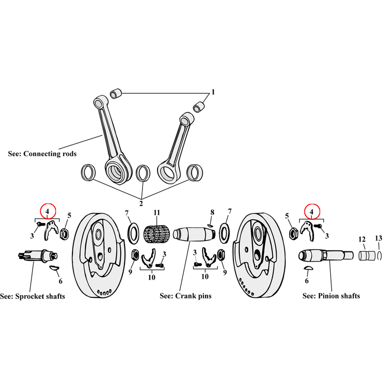 Flywheel Assembly Parts Diagram Exploded View for Harley Sportster 4) 54-E81 XL. Lock kit, crankpin. Replaces OEM: 23971-41