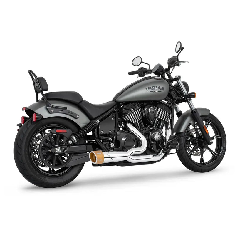 Freedom Performance Shorty Combat Fluted 2-into-1 Exhaust for Indian 22-25 Chief / Chrome / Sculpted Gold  - Customhoj