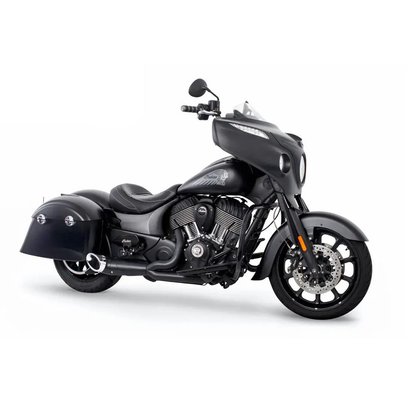 Freedom Performance Shorty Turn Out Slash Cut 2-into-1 Exhaust for Indian 14-21 Chief / Black / Chrome  - Customhoj