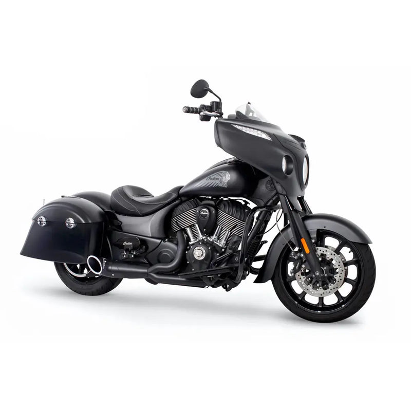 Freedom Performance Shorty Turn Out Slash Cut 2-into-1 Exhaust for Indian 14-21 Chief / Black / Sculpted Black  - Customhoj