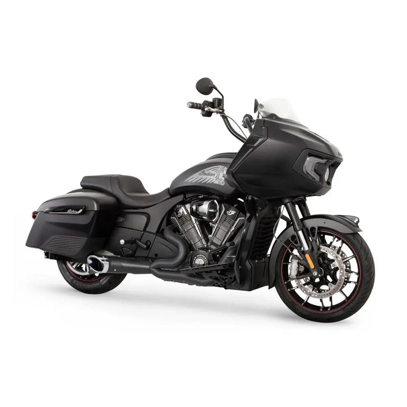 Freedom Performance Shorty Turn Out Slash Cut 2-into-1 Exhaust for Indian 20-25 Challenger / Pursuit / Black / Chrome  - Customhoj
