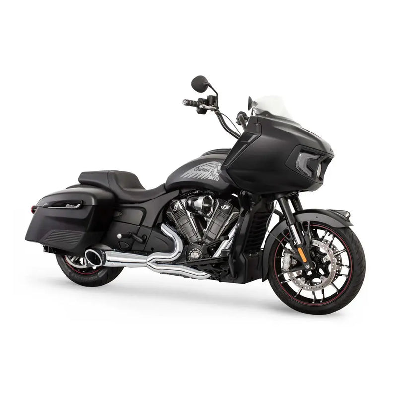 Freedom Performance Shorty Turn Out Slash Cut 2-into-1 Exhaust for Indian 20-25 Challenger / Pursuit / Chrome / Sculpted Black  - Customhoj