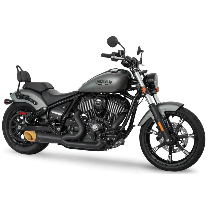 Freedom Performance Shorty Turn Out Slash Cut 2-into-1 Exhaust for Indian 22-25 Chief / Black / Gold  - Customhoj