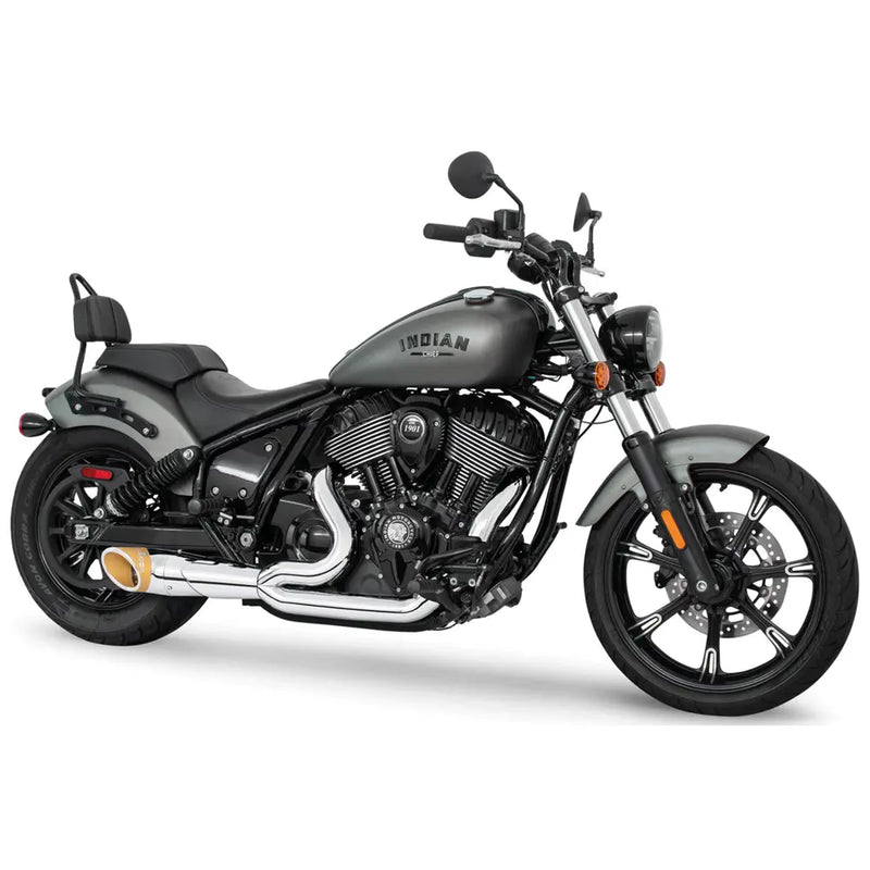 Freedom Performance Shorty Turn Out Slash Cut 2-into-1 Exhaust for Indian 22-25 Chief / Chrome / Sculpted Gold  - Customhoj