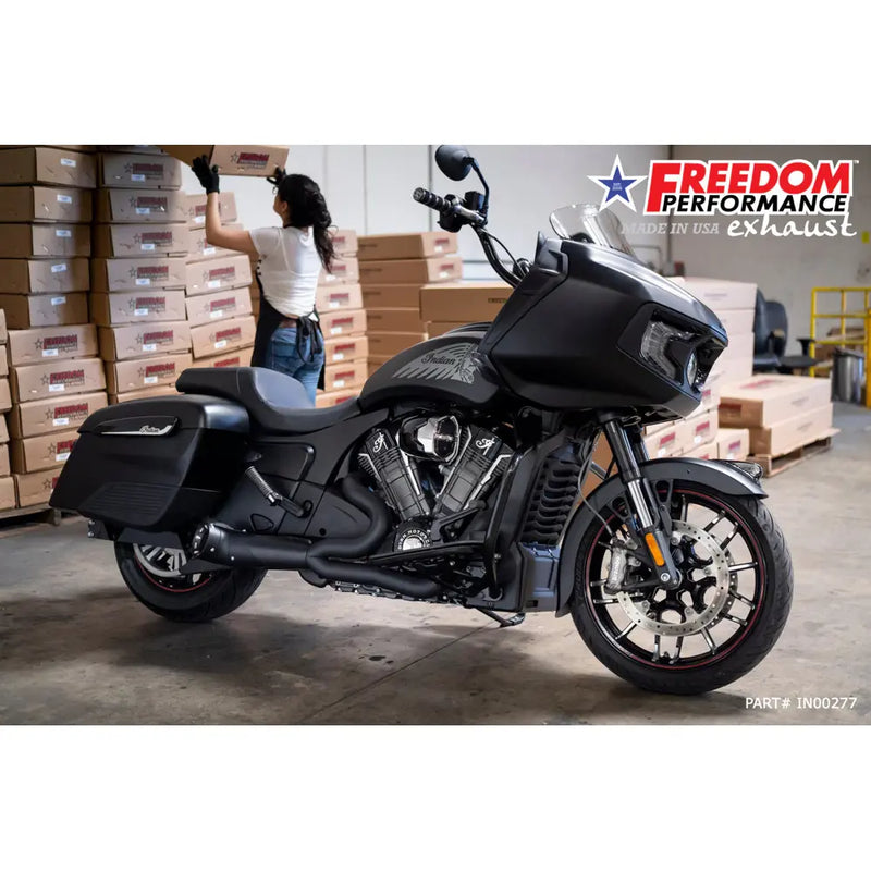 Freedom Performance Shorty Turn Out Straight Cut 2-into-1 Exhaust for Indian  - Customhoj