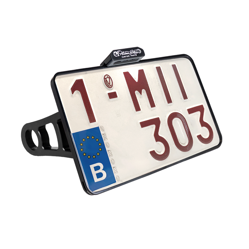 Heinz Bikes Side Mounted License Plate Holder for Harley 18-24 Softail (excl. FXBR/S & FXDR/S) / Belgium (210mm wide x 140mm high)