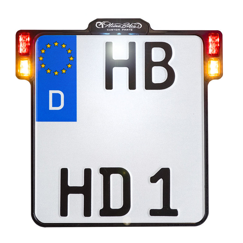 Heinz Bikes Universal All In One 2.0 LED Motorcycle Licence Plate Frame Germany (180mm wide x 200mm high)