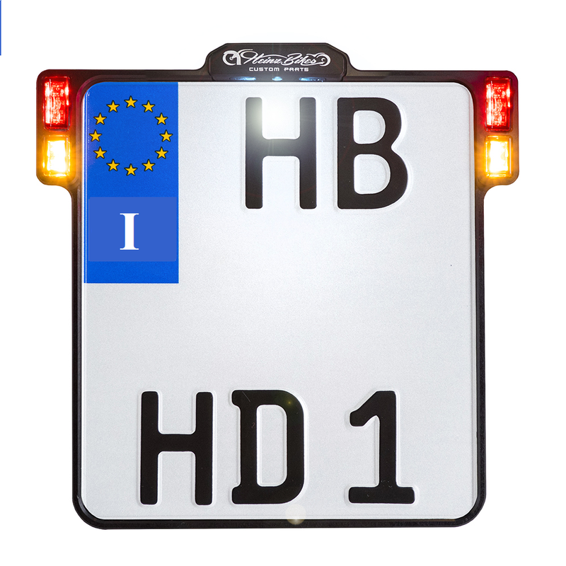Heinz Bikes Universal All In One 2.0 LED Motorcycle Licence Plate Frame Italy (170mm wide x 170mm high)
