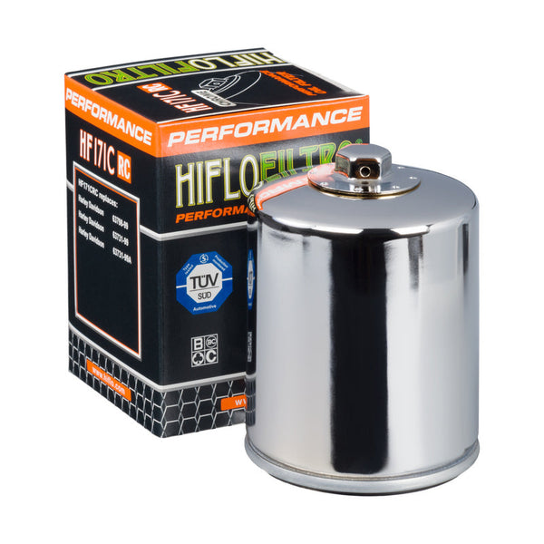 Hiflo Oil Filter Harley 17‑23 Milwaukee Eight (M8) / Chrome with top nut Hiflo Performance Oil Filter for Harley Customhoj