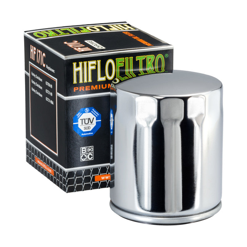 Hiflo Oil Filter Harley 99‑17 Twin Cam / Chrome Hiflo Spin-on Oil Filter for Harley Customhoj
