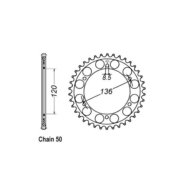 JT Sprockets Rear Sprocket Yamaha FZ600 87-89 JT Rear Sprocket for Yamaha Customhoj