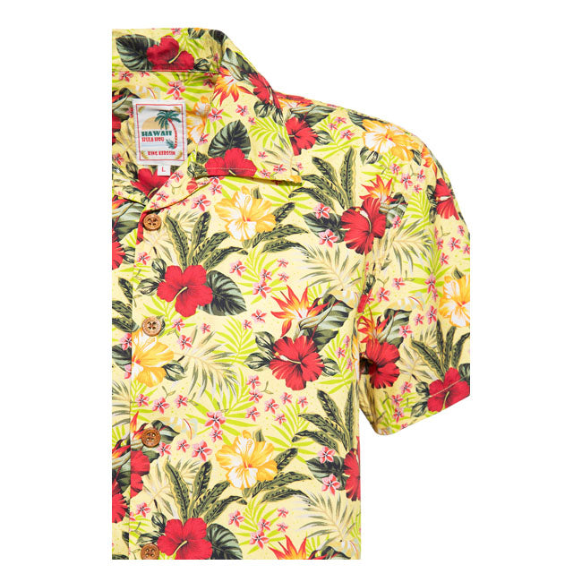 King Kerosin AOP Tropical Hawaiian Style Shirt Blazing Yello