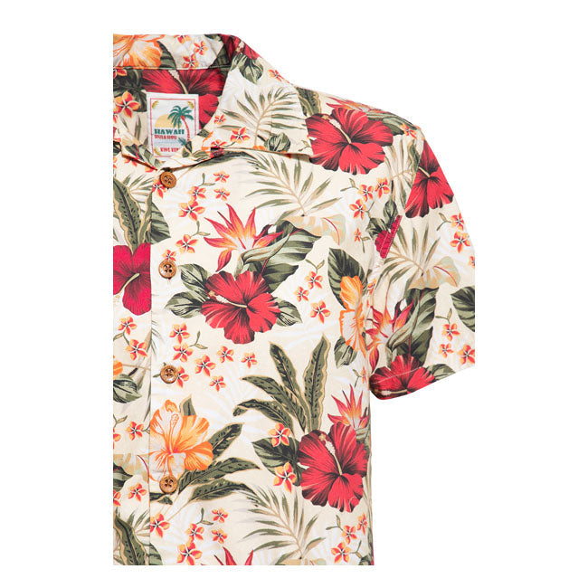 King Kerosin AOP Tropical Hawaiian Style Shirt Off White