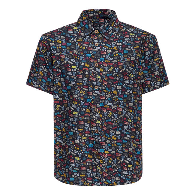 King Kerosin Printed Rebellion Short Sleeve Shirt M  - Customhoj