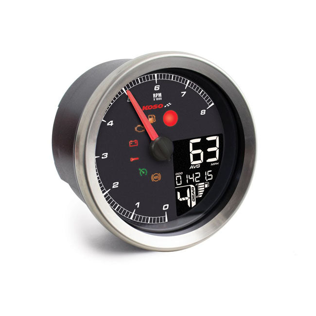 Koso HD-01-04 Speedometer / Tachometer 95mm for Harley 04-11 Dyna (without CAN-bus) / Silver