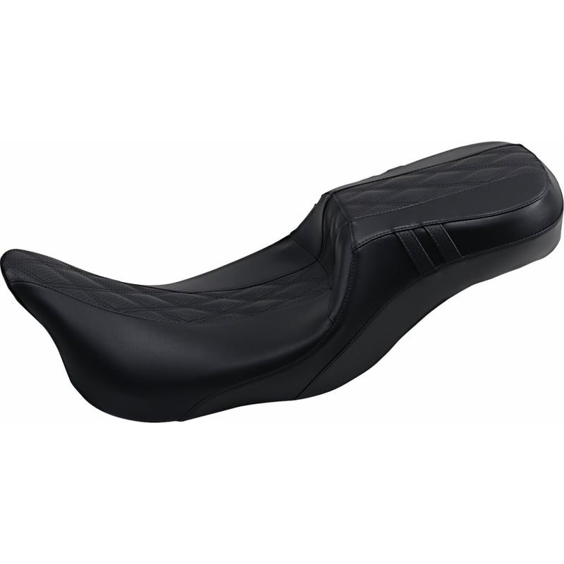Le Pera Outcast 2-Up Daddy Long Legs Extended Seat for Harley 08-25 Touring (excl. 23-25 CVO; 24-25 Road Glide / Street Glide) / Diamond Black  - Customhoj
