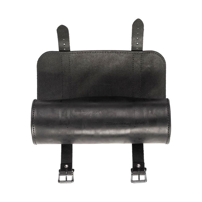 Ledrie Round Leather Motorcycle Tool Bag Black  - Customhoj
