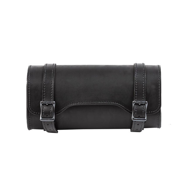 Ledrie Square Leather Motorcycle Tool Bag Black  - Customhoj