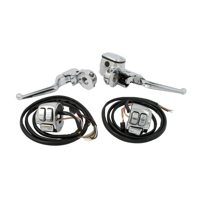 MCS Control Kit 96-13 Big Twin with single disc. 9/16" bore. (excl. 11-13 Softail; 12-13 Dyna / FXCW / Touring) OEM Style Handlebar Control Kit with Switches for Harley Customhoj