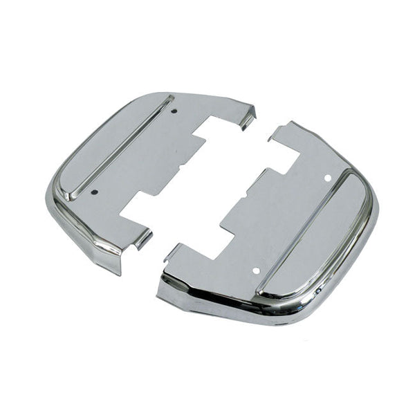 MCS Floorboard Accessories 86-21 FLT/Touring; 86-21 FL Softail; 06-17 Dyna. (models with traditional D-shaped passenger floorboards) / Chrome Passenger Floorboard Covers for Harley Customhoj