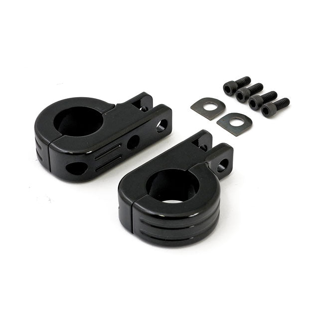 MCS Footpegs Brackets 1-1/4 Tube / Black Footpeg Mount Kit for Highway Bars Universal Customhoj