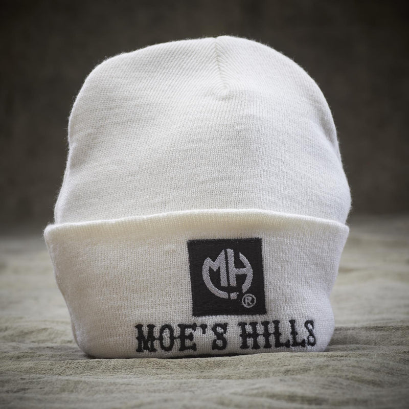 Moe's Hills Bobbers Roll-Up Beanie White