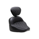 Mustang Standard Touring Solo Seat for Indian 22-25 Chief / Black / Diamond / With Backrest  - Customhoj