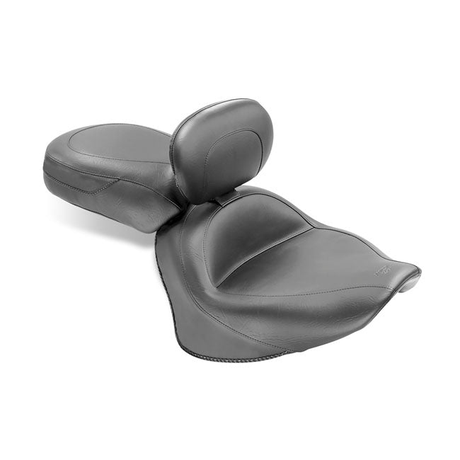 Mustang Wide Touring 2-Up Seat for Yamaha 07-17 Midnight Star XVS 1300 / Tourer / Deluxe / Plain / With backrest  - Customhoj