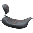 Mustang Wide Tripper Solo Seat for Harley 08-25 Touring (excl. 23-25 CVO; 24-25 Road Glide / Street Glide) / Double Diamond / Black / Red / With backrest  - Customhoj