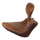 Mustang Wide Tripper Solo Seat for Harley 11-17 Softail Slim / Blackline / Double Diamond / Distressed Brown / With backrest  - Customhoj