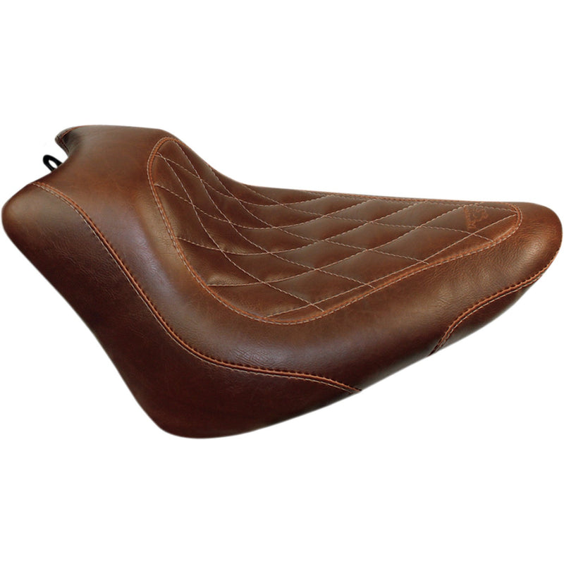 Mustang Wide Tripper Solo Seat for Harley 11-17 Softail Slim / Blackline / Double Diamond / Distressed Brown / Without backrest  - Customhoj
