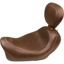 Mustang Wide Tripper Solo Seat for Harley 14-17 Dyna Fat Bob / Plain / Distressed Brown / With backrest  - Customhoj