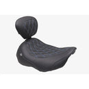 Mustang Wide Tripper Solo Seat for Harley 24-25 Touring Road Glide / Street Glide / Double Diamond / Black / Blue / With backrest  - Customhoj