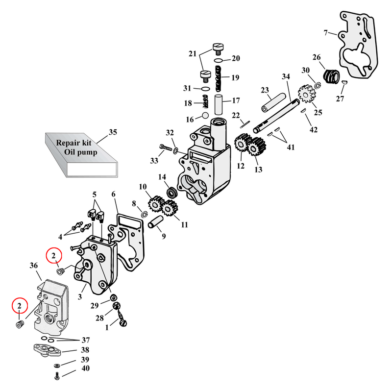 Oil Pump Parts Diagram Exploded View for Harley Shovelhead & Evolution Big Twin 2) 68-99 Big Twin. Gardner-Westcott 1/8-27 NPT pipe plug (set of 5). Replaces OEM: 45830-48