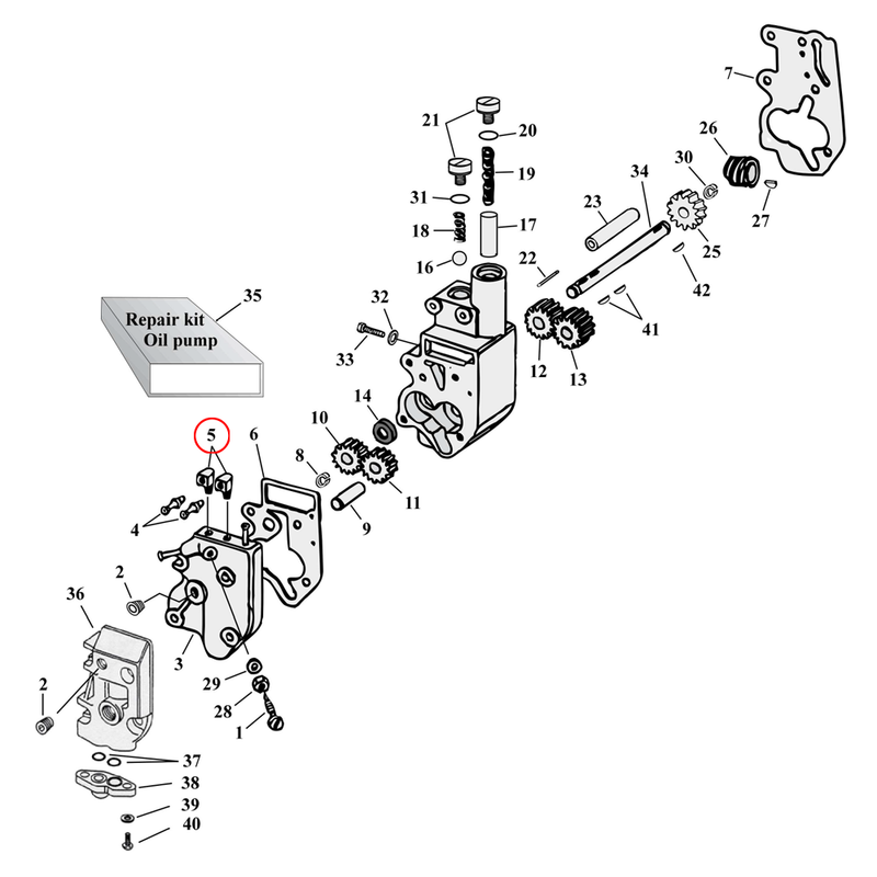 Oil Pump Parts Diagram Exploded View for Harley Shovelhead & Evolution Big Twin 5) 68-91 Big Twin. S&S oil line fitting, 90 degree. Replaces OEM: 26338-68A