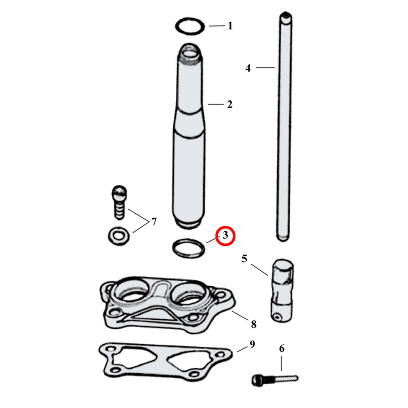 Pushrod Parts Diagram Exploded View for 04-22 Harley Sportster 3) 04-22 XL. James o-ring, pushrod lower. Replaces OEM: 11377
