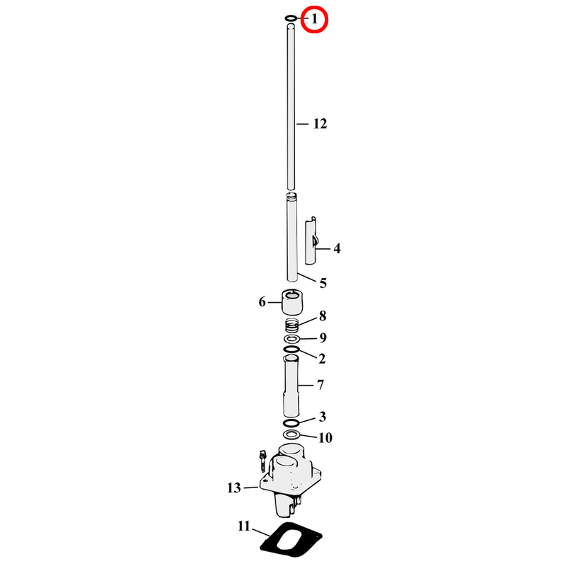 Pushrod Parts Diagram Exploded View for Harley Evolution Big Twin 1) 84-99 Big Twin. O-ring, upper. Replaces OEM: 11157