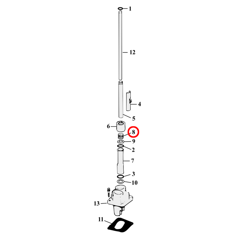 Pushrod Parts Diagram Exploded View for Harley Evolution Big Twin 8) 84-99 Big Twin. Spring. Replaces OEM: 17947-36