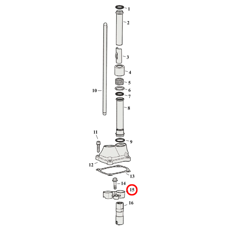 Pushrod Parts Diagram Exploded View for Harley Milwaukee Eight 15) 17-23 M8. S&S anti-rotation device / tappet cuffs, front & rear. Replaces OEM: 17900035 & 17900034